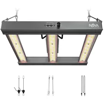 novagrove Pflanzenlampe LED Vollspektrum IR, 150W Grow Lampe für Growbox 60x60cm, Grow Light mit Dimmbar & Daisy Chain, PR15