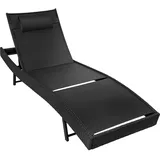 Tectake Rattan Sonnenliege 211 x 69 x 94 cm Schwarz