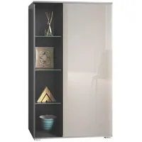 Vladon Vitrine, Sand, 71.5x134x35 cm, Wohnzimmer, Wohnwände, Vitrinenschränke