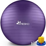 TRESKO Gymnastikball Anti-Burst groß, Ø 85cm, mit Pumpe, lila