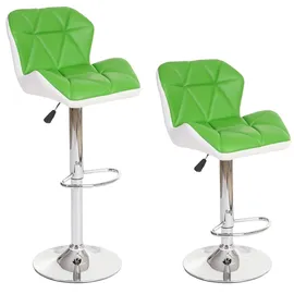 Mendler 2er-Set Barhocker höhenverstellbar Kunstleder  ~  grün