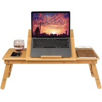 Laptoptisch fürs Bett mit klappbaren Bambus Laptop Frühstücktisch Tablett höhenverstellbar 72x35x(25-36) cm