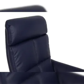 Mendler Relaxsessel HWC-L10, Design Fernsehsessel TV-Sessel Liegesessel, Liegefunktion drehbar, Voll-Leder ~ blau