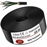 MAS-Premium® Erdkabel Deutscher Marken-Elektrokabel Ring zur Verlegung im Erd- und Außenbereich Standard Starkstromkabel (NYY-JZ 7X1,5 mm2, 15m)