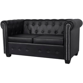 vidaXL Chesterfield-Sofa 2-Sitzer, Kunstleder, schwarz