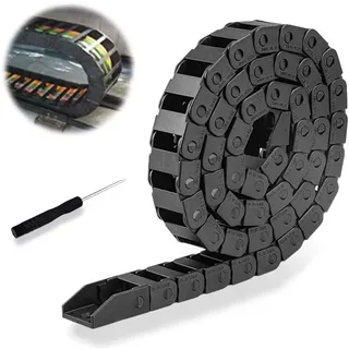 Nizirioo Schleppkette 15 X 30mm, Kabelschleppkette 1m, Hochwertige Energiekette Schwarz Verstärktes Nylon Kabelkette Kabel Zugkette Drahtträger Zur Kabelführung Für 3D-Drucker Und CNC-Maschinen