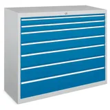 PAVOY Schubladenschrank, Höhe 1.000 mm, Schubladen 7x100 + 1x200 mm, Breite 715 mm, lichtgrau, rubinrot