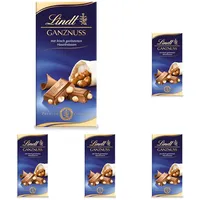 Lindt Schokolade Ganznuss | 100 g Tafel | Alpenvollmilch-Schokolade mit frisch gerösteten Haselnüssen | Schokoladentafel | Schokoladengeschenk | 100g (5er Pack)