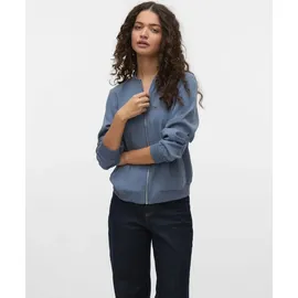 Vero Moda Damen Tailoring Blousonjacke Fly Away Kragen Reißverschluss Vielseitige leichte Jacke, Farben:Blau-2, Größe:M