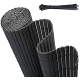Sekey PVC Sichtschutzzaun Gartenzaun, Doppelte Verstärkung, Anthrazit / 0,80 x 3 m