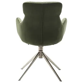 MCA Furniture MCA Pelion 4 Fuß Stuhl mit Armlehnen Edelstahl/Stoffbezug 360° drehbar - Silber