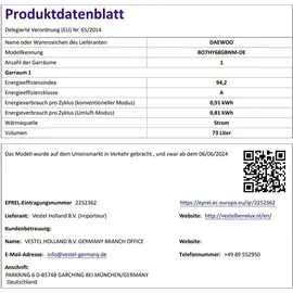 Daewoo Backofen Set Schwarz SoftClose Hydrolyse + Kochfeld Bräterzone