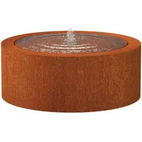 Adezz Wasserspiel Wassertisch Rund Corten-Stahl Rost Braun/Orange