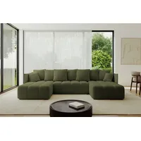 ALTDECOR Wohnlandschaft LONLI-U, Couch mit Schlaffunktion, Stauraum Wohnlandschaft Funktionsecke, Corner Sofa Bett Eckcouch Couch U-Form Schlafcouch Ausziehbar grün