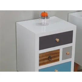 VCM ebuy24 Nachttisch 2 stk. in weiss mit mehrfarbigen Schubladen.