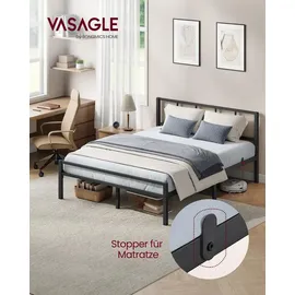 VASAGLE Metallbett 140 x 200 cm Schwarz