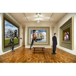 Fototapete PAPERMOON "Surreale Kunstgalerie", bunt, B:5,00m L:2,80m, Vlies, Tapeten