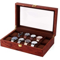 SHZICMY Uhrenbox, Uhrenkoffer für 12 Uhren, Holz Uhrenkasten Uhrenschatulle mit Samtstoff, Uhrendisplay für Damen Herren