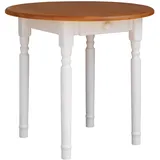 Runder Kiefer Tisch Esstisch Holz Küchentisch weiß honig Landhausstil mit Schublade - 80 - Alder