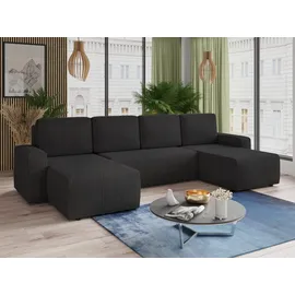 Sofnet Wohnlandschaft Cord 7-Sitzer Schwarz