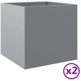 vidaXL Garten-Hochbeet verzinkter Stahl rechteckig 49 x 47 x 46 cm Silber 2 St.