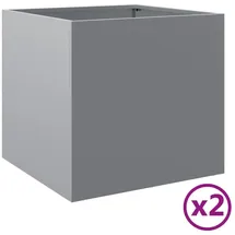 vidaXL Garten-Hochbeet verzinkter Stahl rechteckig 49 x 47 x 46 cm Silber 2 St.