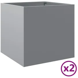 vidaXL Garten-Hochbeet verzinkter Stahl rechteckig 49 x 47 x 46 cm Silber 2 St.