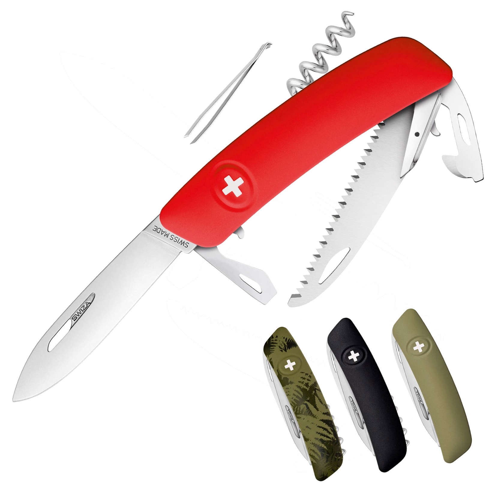SWIZA Schweizer Messer D05/C05 Taschenmesser 4 Farben Klappmesser 12 Funktionen Farbe: Khaki