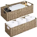 OUTBROS Aufbewahrungskorb geflochten, 2er Set Rattankorb aus gewebtem, Deko Aufbewahrungsbox, Organizer Körbchen in Shelf, Arbeitsplatte Toilettentank Regal Schrank Organizer