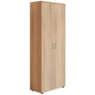 Stella Trading Carryhome Schuhschrank hoch, Eiche Sonoma Optik - Vielseitiger Mehrzweckschrank mit verstellbaren Einlegeböden - 70 x 176 x 35 cm (B/H/T)