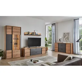 VOLEO TV-Lowboard 226,4x54,0x40,0 Weiß Hochglanz/Glas Holzwerkstoff