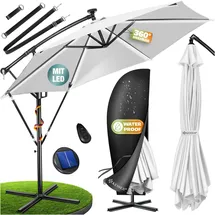 Kesser Ampelschirm LED Solar Ø 350 cm Weiß