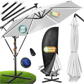 Kesser Ampelschirm LED Solar Ø 350 cm Weiß