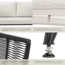 Tectake tectake® Garten-Loungesofa, Sundo im Rope-Design mit Polyrattan