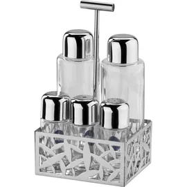 Alessi Cactus Menage Gewürzset 5 teilig Silber/Transparent