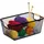 Relaxdays Drahtkorb mit Holzgriffen eckig Aufbewahrungskorb Metall 23 x 37 x 17 cm schwarz