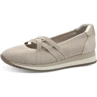 Jana Damen Ballerinas mit Riemen Vegan, Mehrfarbig (Beige/Gold), 39