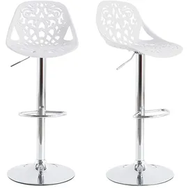 miliboo Design-Barhocker Barock Weiß 2er Set BAROCCA.