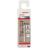 Bosch Professional HSS-Co Spiralbohrer 2.5x30x57mm, 10er-Pack (2608585875)