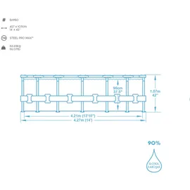 BESTWAY Steel Pro Max Frame Pool Set 427 x 107 cm lichtgrau inkl. Filterpumpe + Zubehör