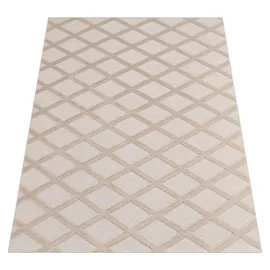 Paco Home Teppich Wohnzimmer Schlafzimmer Kurzflor Boho Skandi Raute 3D Grau Anthrazit, Grösse 120x160 cm - Beige