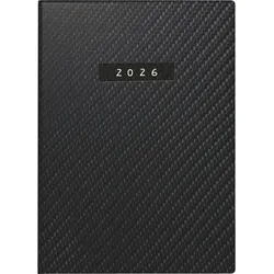 Rido Taschenkalender Technik II 10x14cm 2 Tage/Seite 'Carbon' Kunstleder schwarz 2026