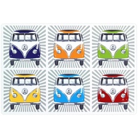 BRISA VW Collection - Volkswagen Tischsets-Platzdeckchen-abwaschbare-4er Sets-Platzsets in T1 Bulli Bus Design (Samba Stripes Bunt/4er Set)