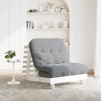 Futon Schlafsofa Mit Matratze Weiß 90x206x11 Massivholz Kiefer