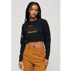 Superdry für Damen. W6110537A Varsity marineblau Rundhalsausschnitt kurzer Pullover (L), Lässig, Langarm, Bio-Baumwolle, Nachhaltig