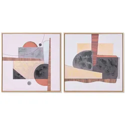 2-teiliges Wandbild-Set – Abstrakter Urban-Stil, handgemalt, 62,5 x 2,8 x 62,5 cm