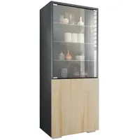 Vladon Vitrine, Eiche San Remo, 50x122.5x34.5 cm, Wohnzimmer, Wohnwände,
