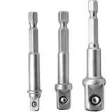 3 Stück Nuss Adapter, Stecknuss Adapter Bit Set, 1/4 Zoll Bit Adapter, 1/4 3/8 1/2 Zoll Sechskant Steckschlüssel Schraubenschlüssel Nuss Set Adapter, für Sichere Stecknuss-Verbindungen