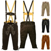 German Wear Trachtenlederhose GW822 Kniebundhose trachtenhose Trachten Lederhose mit Hosenträger braun 50/M