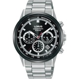 Lorus Sports Chronograph Quartz Black Dial Stainless Steel Bracelet Mens Watch RT397JX9